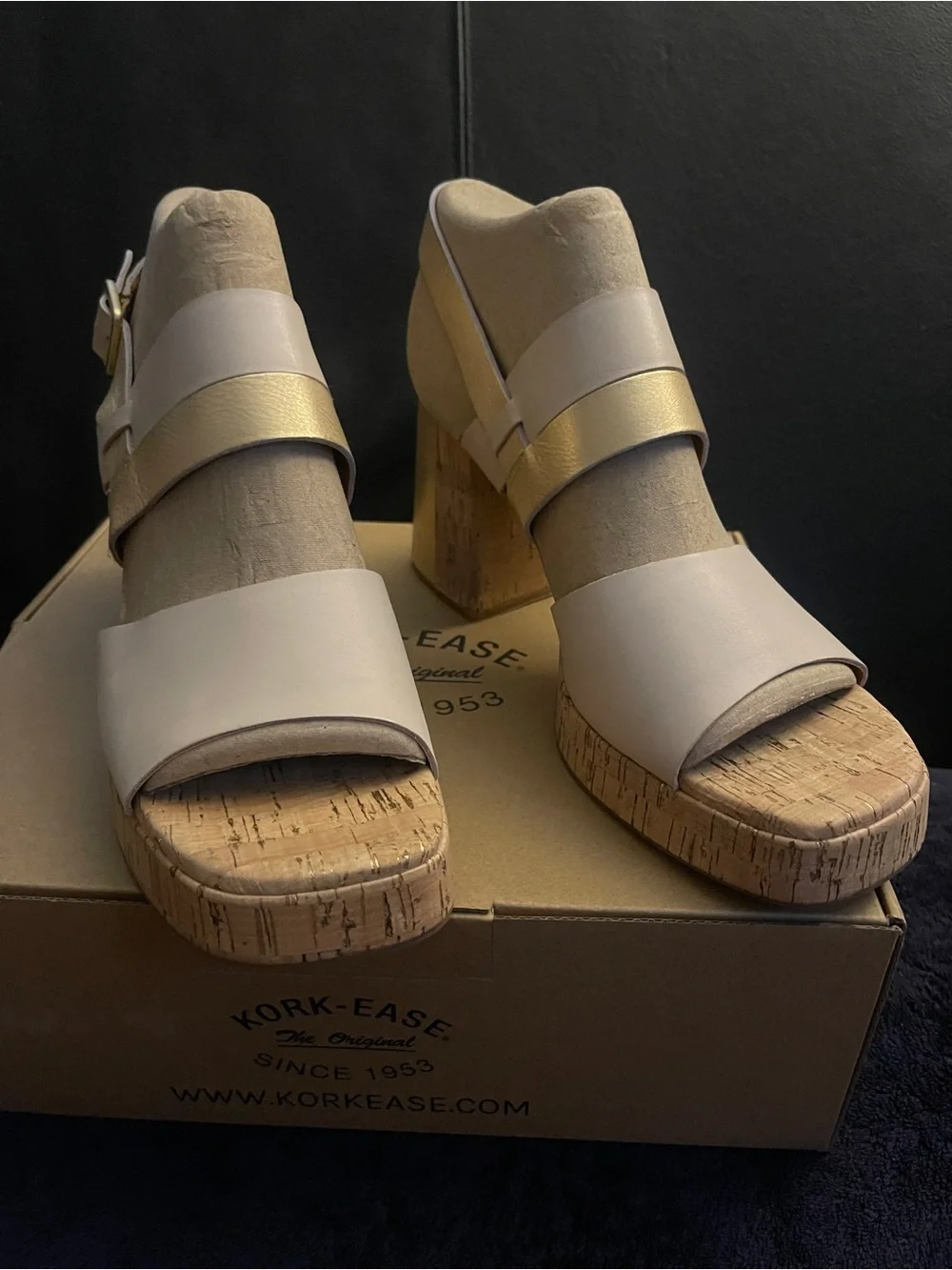 Kork-Ease Women’s Maxi Nude/ Neutral  Gold Combo Platform Sandal Sz 11 NWB